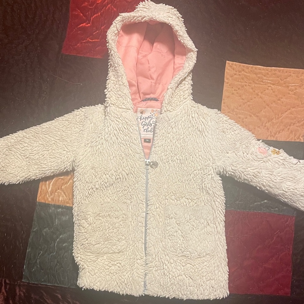 Cozy Kids Sherpa Jacket - White and Pink
